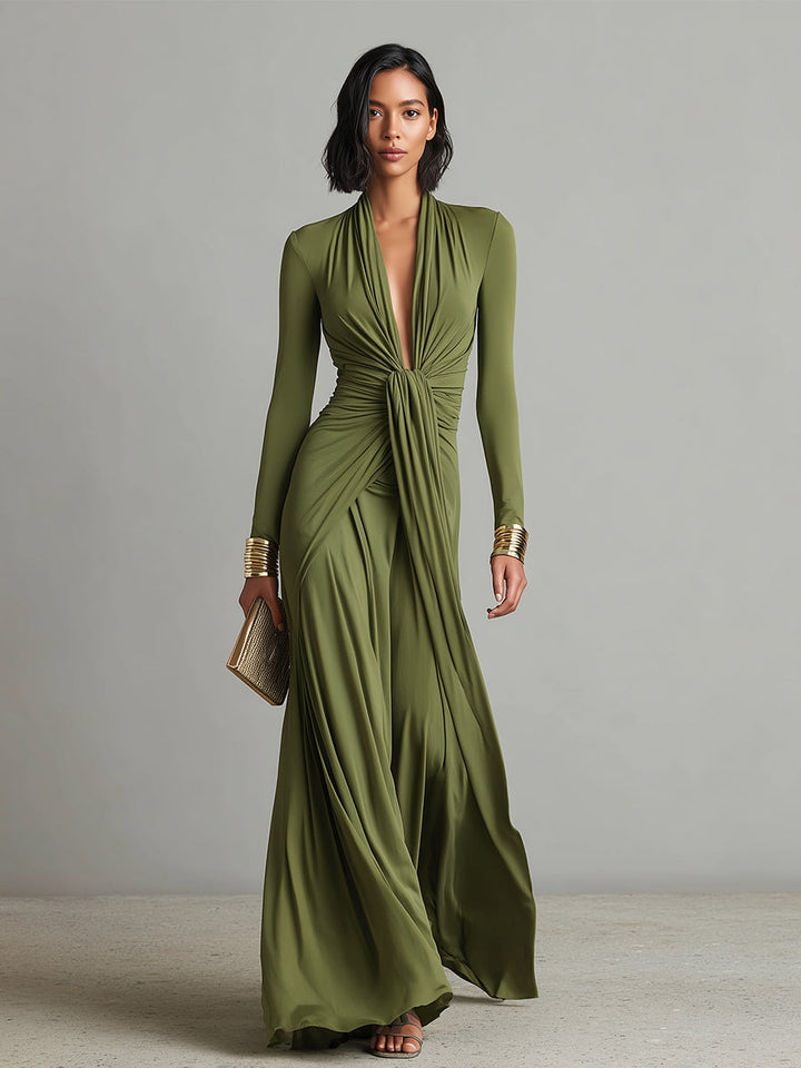 Valentina | V-Neck Ruffle Maxi Dress