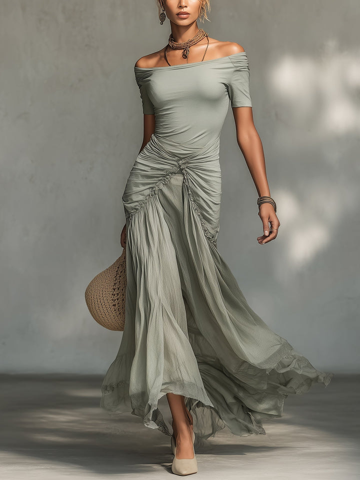 Ivette | Grey Chiffon Maxi Dress