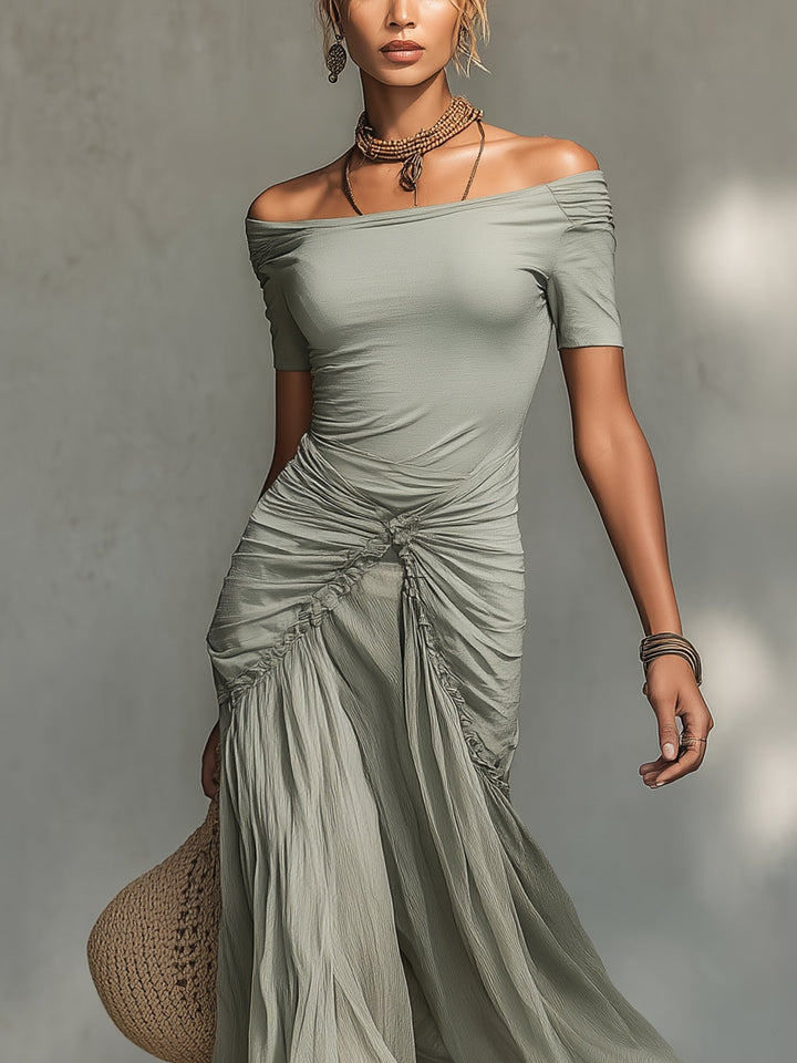 Ivette | Grey Chiffon Maxi Dress