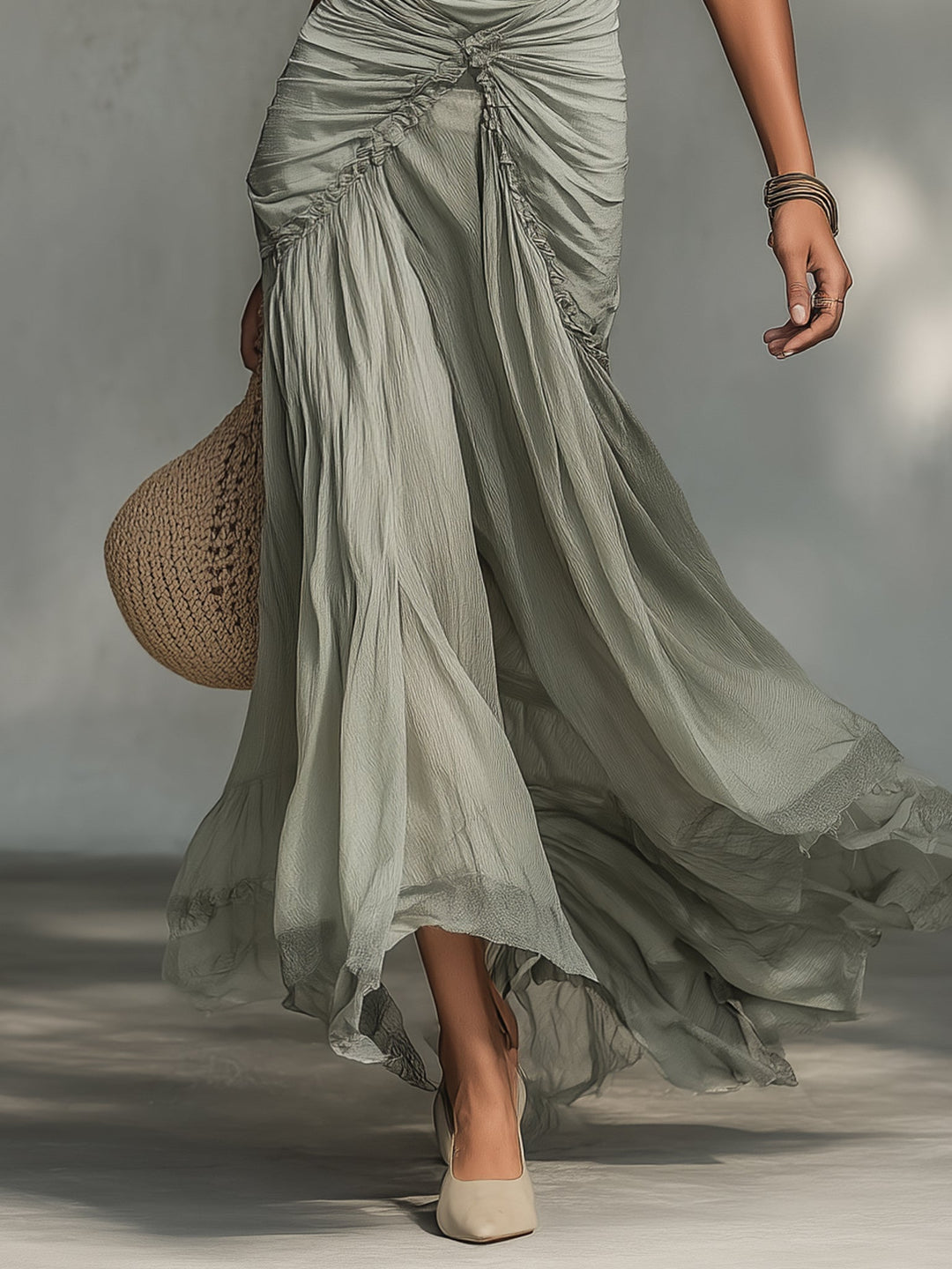 Ivette | Grey Chiffon Maxi Dress