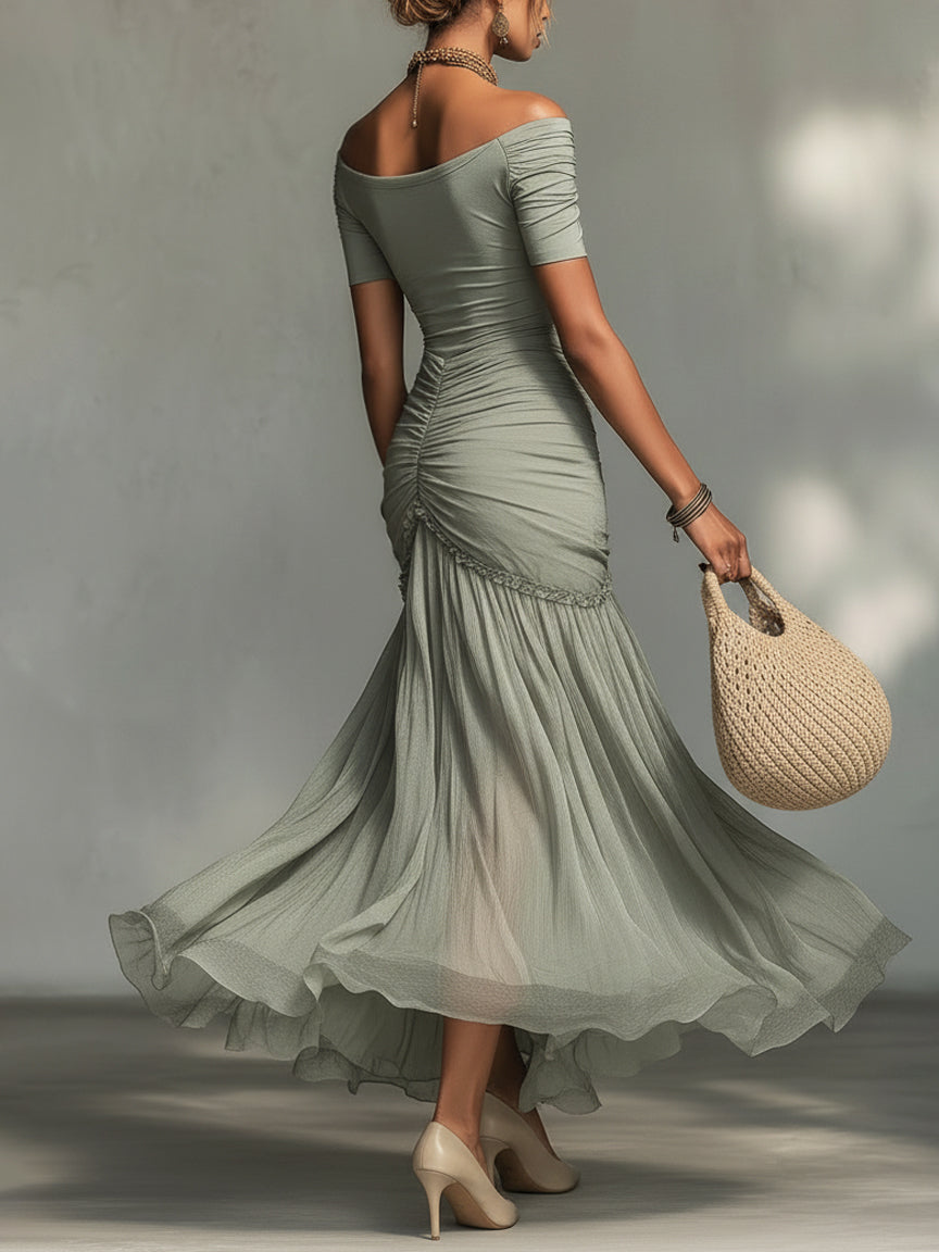 Ivette | Grey Chiffon Maxi Dress
