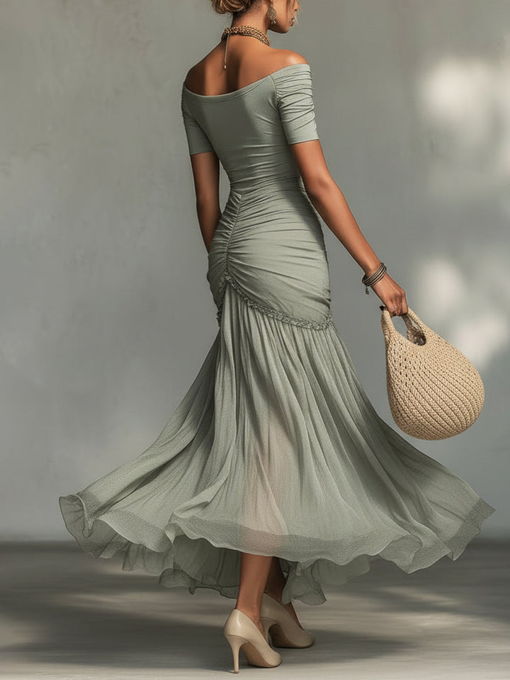 Ivette | Grey Chiffon Maxi Dress