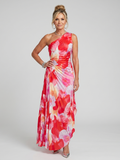 Taya | One-Shoulder Midi Dress with Pleated Bodice