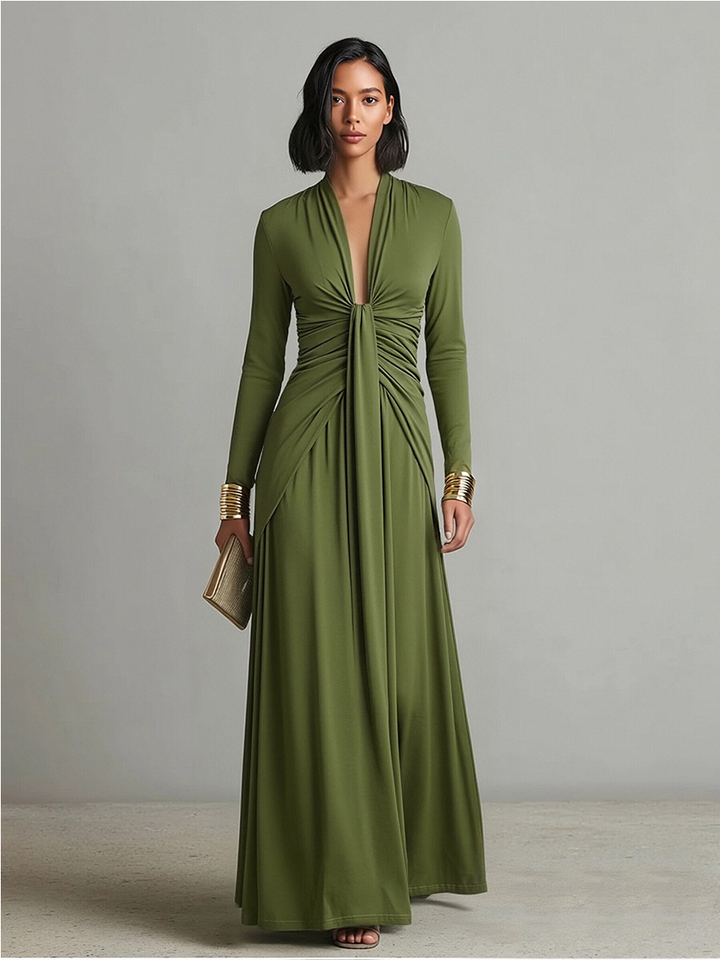 Valentina | V-Neck Ruffle Maxi Dress