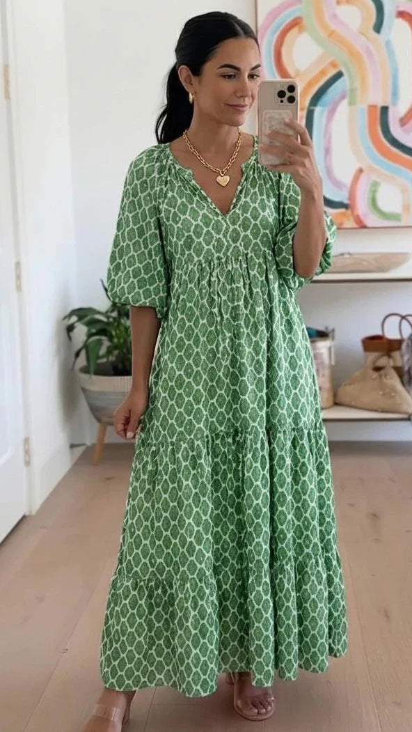 APOLLINE | BOHEMIAN BEAUTY GREEN MAXI DRESS