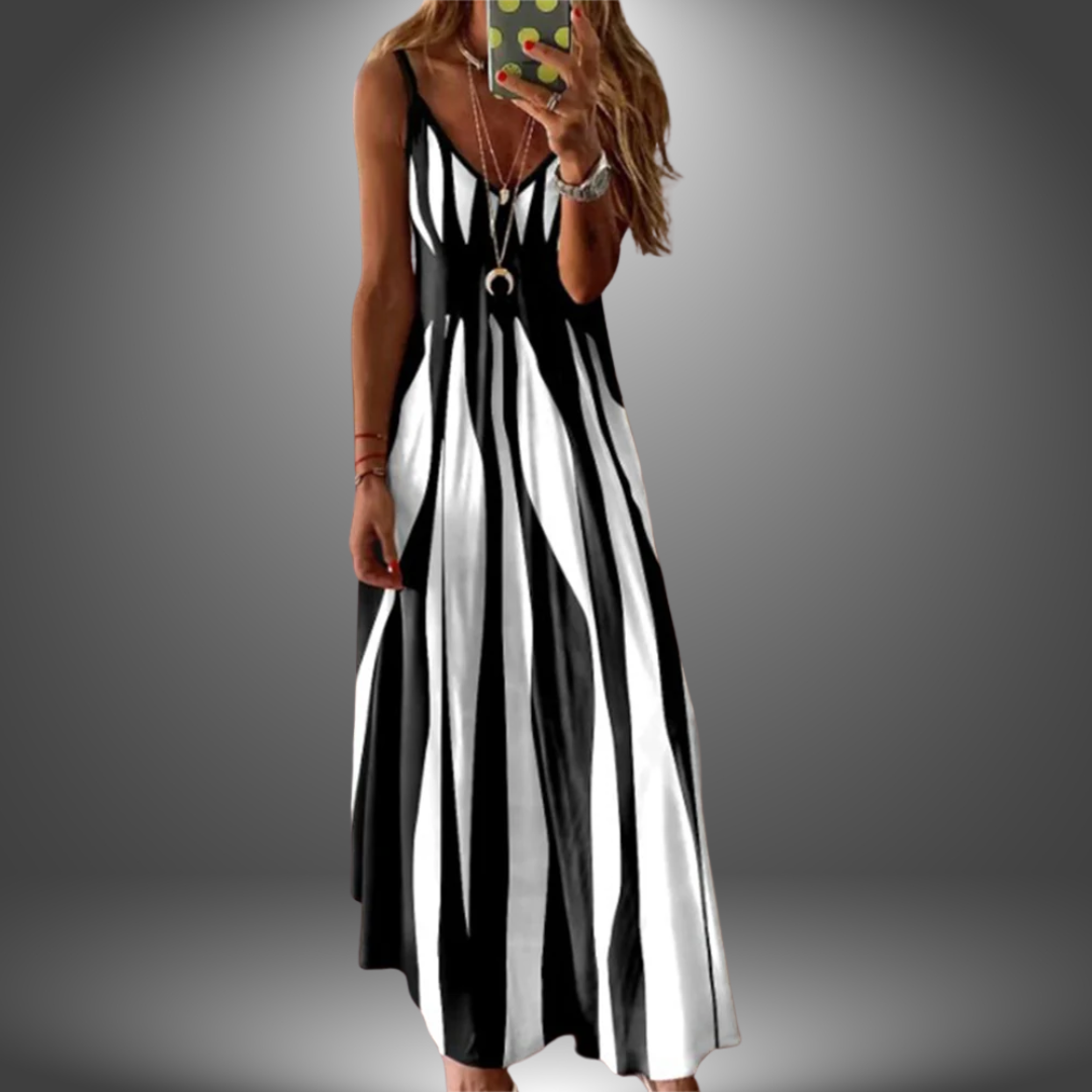 ALICIA | STRIPED SLEEVELESS MAXI DRESS