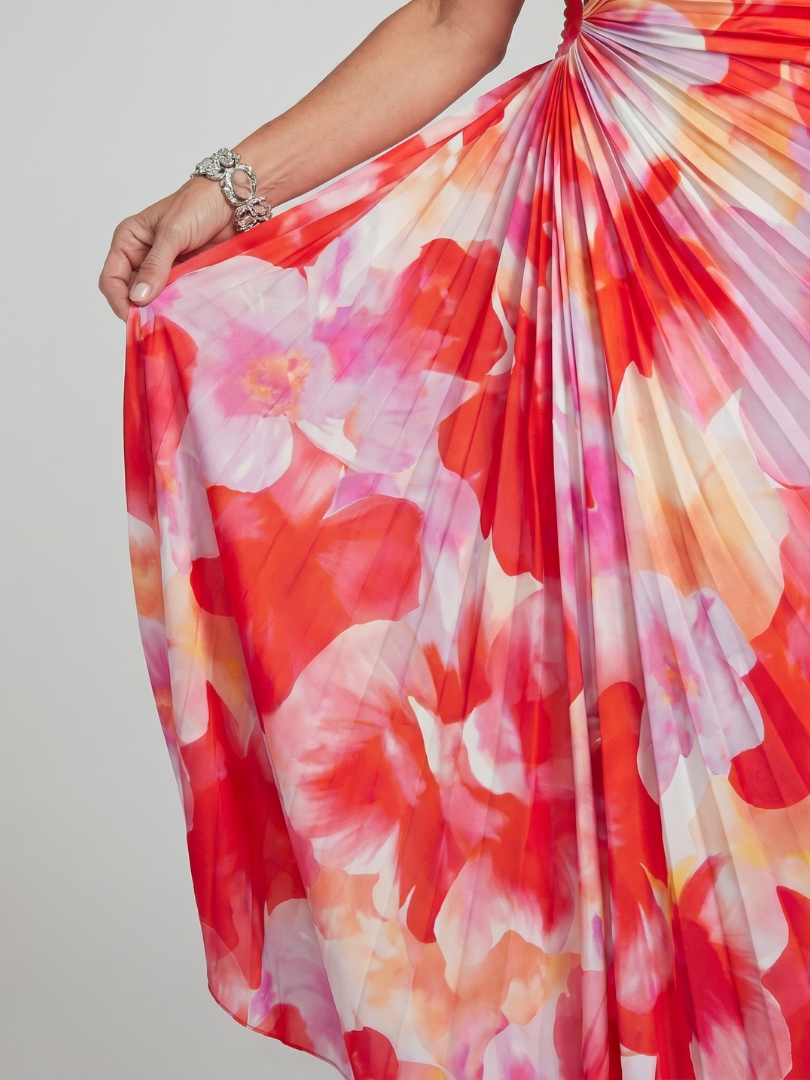 Taya | One-Shoulder Midi Dress with Pleated Bodice