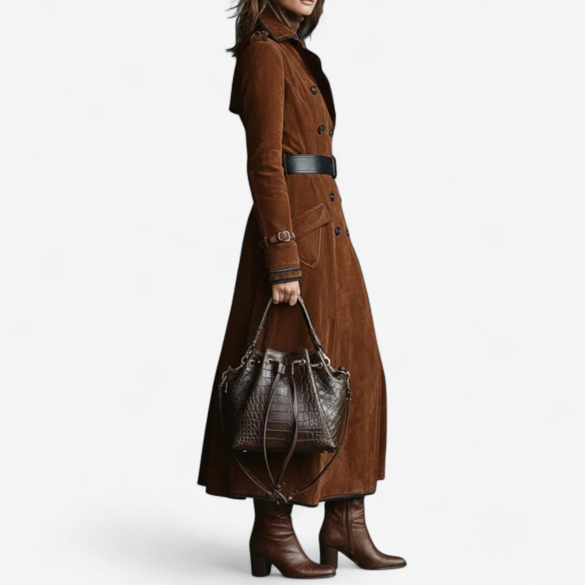 Nathaly™ Suede Trench Coat