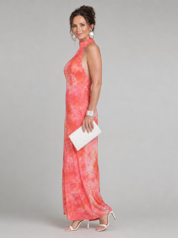 Coraline™ Halter Neck Printed Pattern Maxi Dress