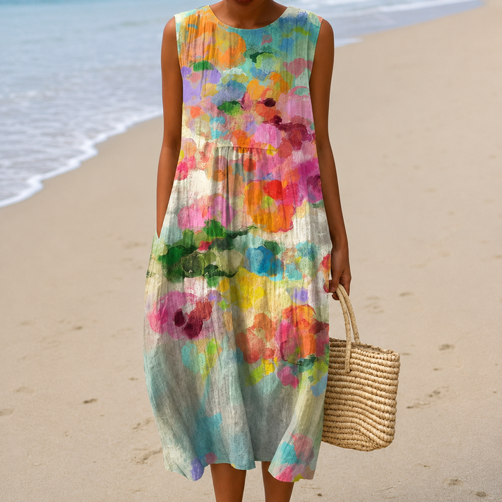 Livia™ | Airy Belly-Camouflaging Floral Midi Dress