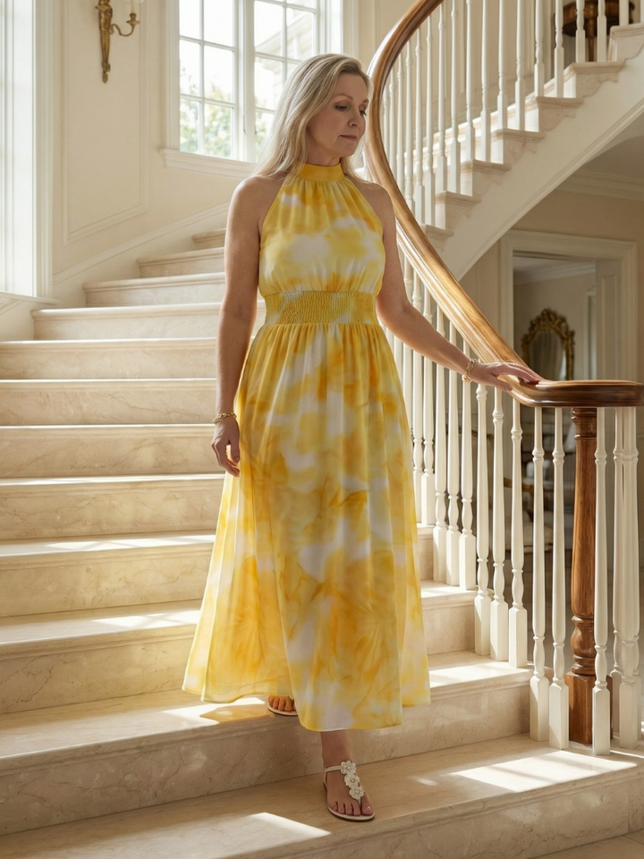 Sylin™ Gathered Halter Midi Dress
