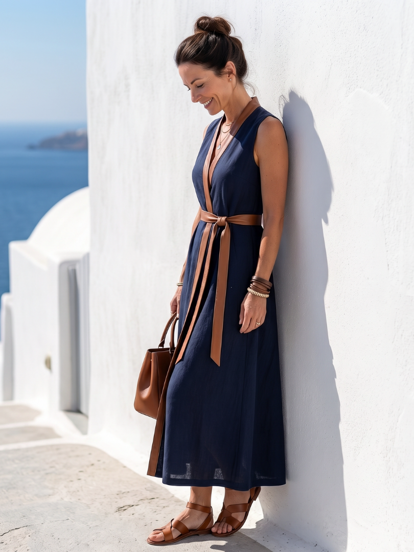 MYRA | CONTRAST LINE MIDI DRESS