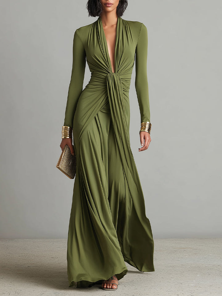 Valentina | V-Neck Ruffle Maxi Dress