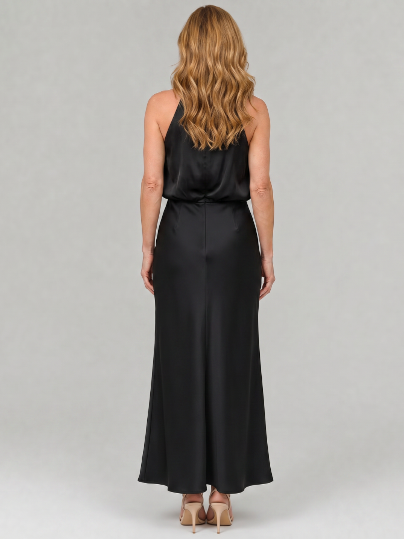 NOPAL | SLEEVELESS DRAPED NECK MIDI DRESS
