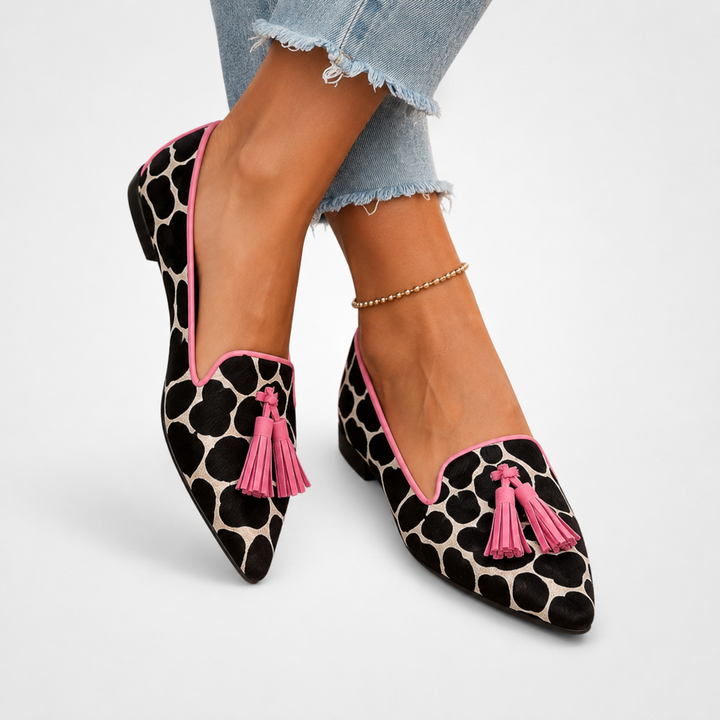Harper | Printed Tassel Pointed Flats