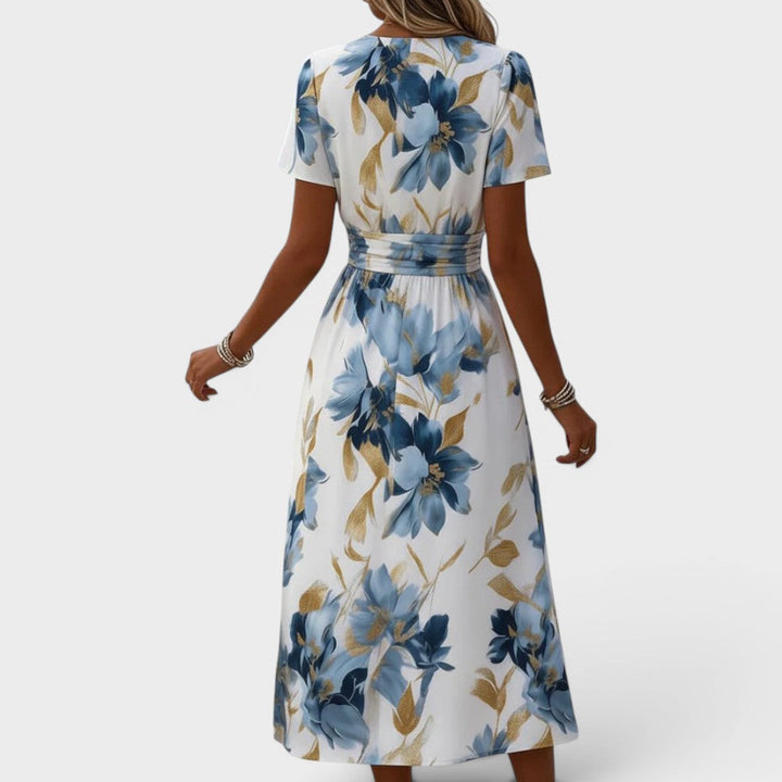 DENISE | FLORAL WRAP WAIST MIDI DRESS