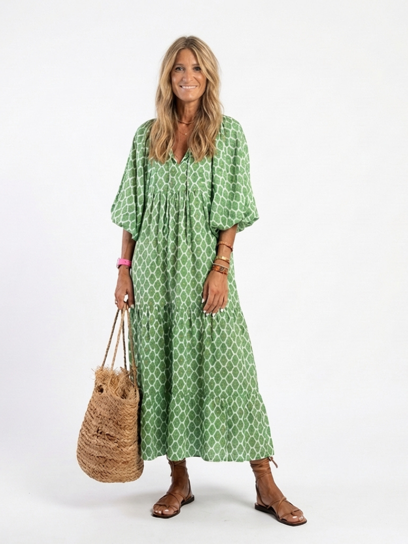 APOLLINE | BOHEMIAN BEAUTY GREEN MAXI DRESS
