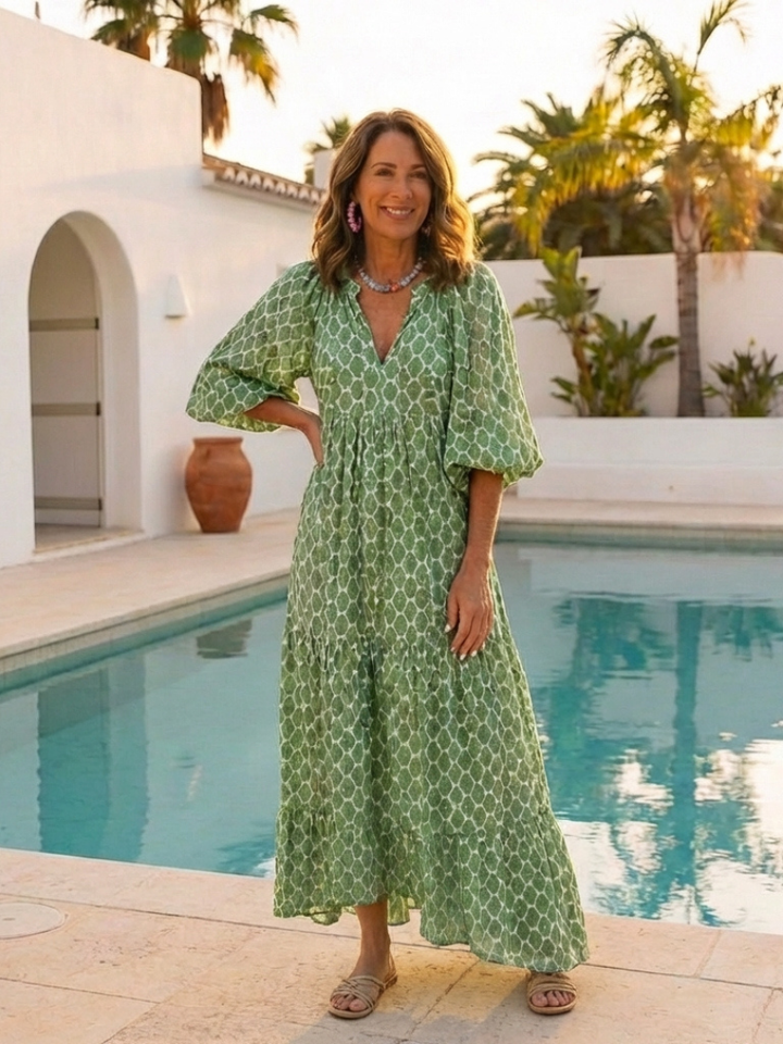 APOLLINE | BOHEMIAN BEAUTY GREEN MAXI DRESS