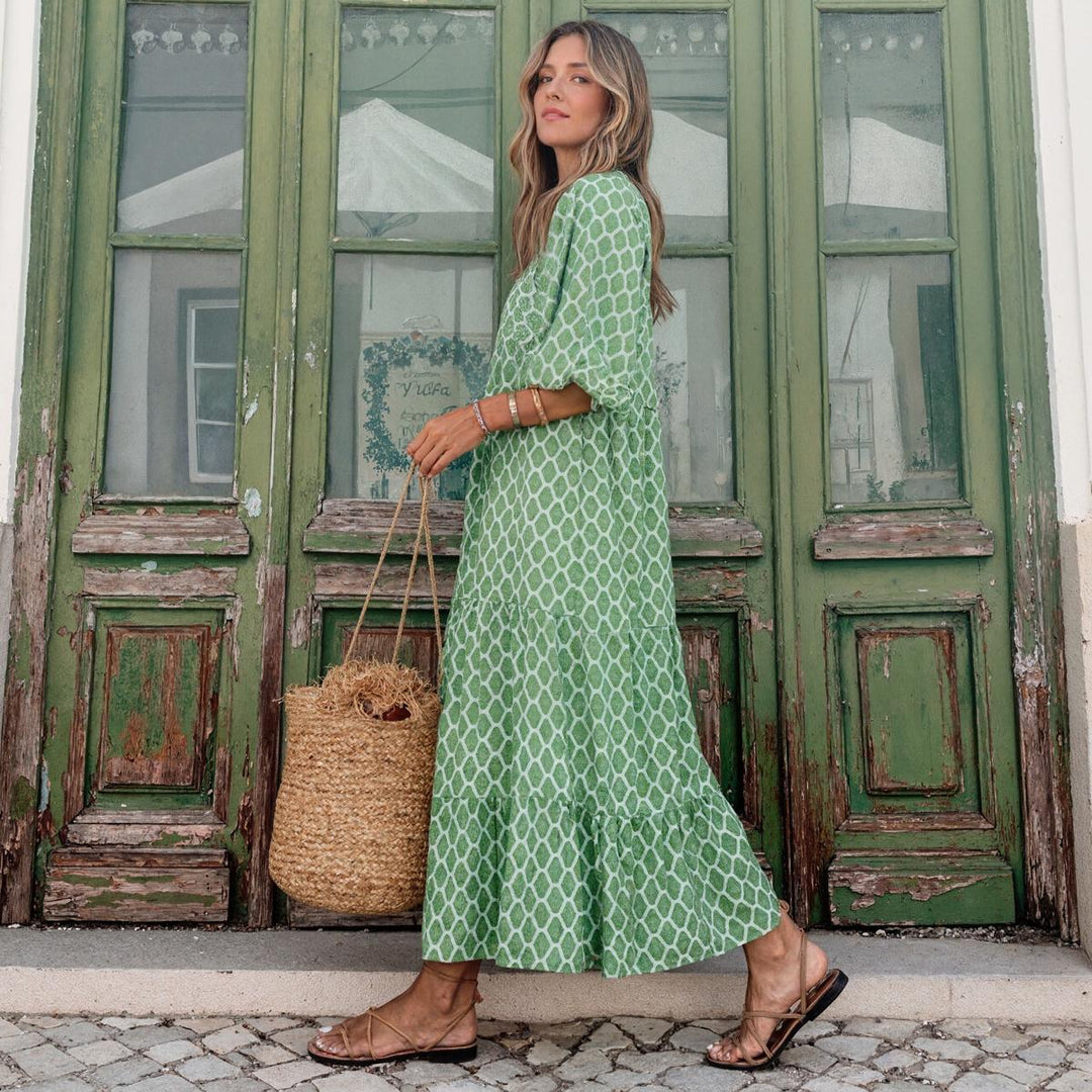 APOLLINE | BOHEMIAN BEAUTY GREEN MAXI DRESS