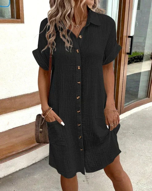 EMMA | BUTTON-FRONT SHIRT DRESS