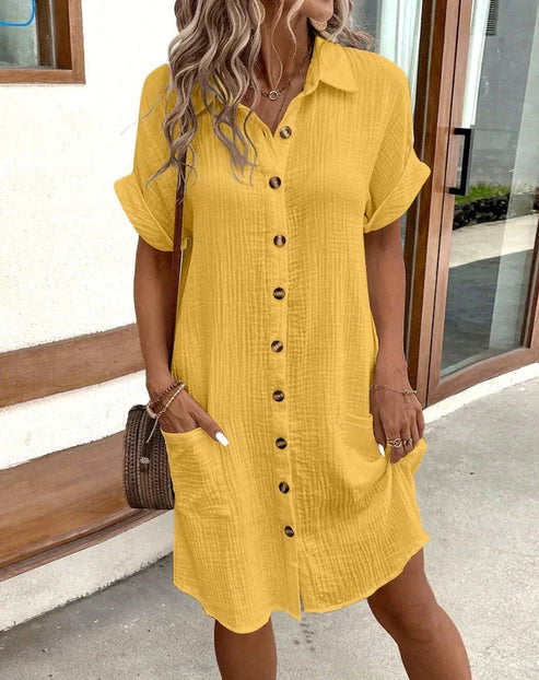 EMMA | BUTTON-FRONT SHIRT DRESS