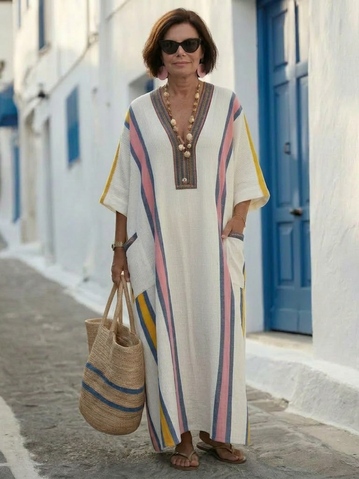NOEMI | V NECK HALF SLEEVE POCKET MAXI DRESS
