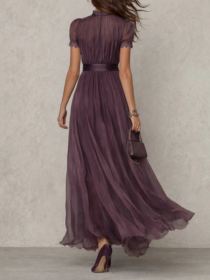 FLAVIA | ELEGANT PURPLE  KEYHOLE MAXI DRESS