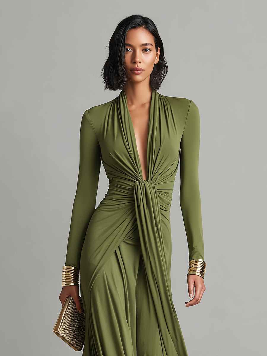 Valentina | V-Neck Ruffle Maxi Dress