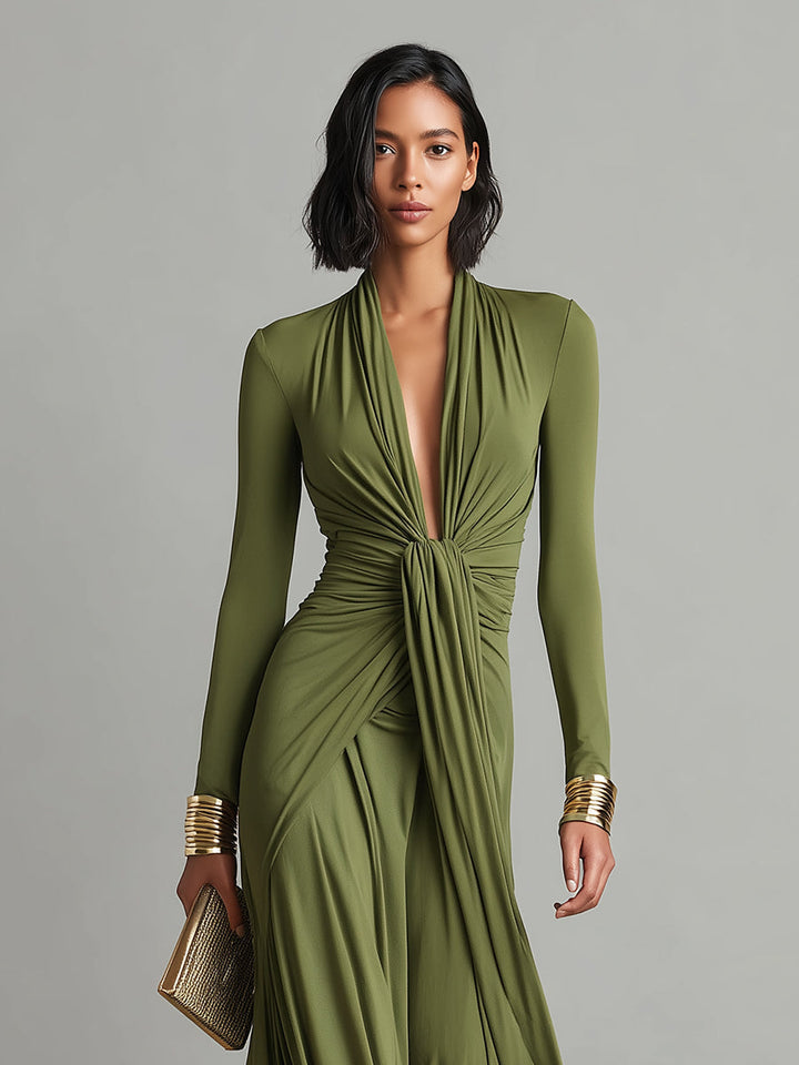 Valentina | V-Neck Ruffle Maxi Dress