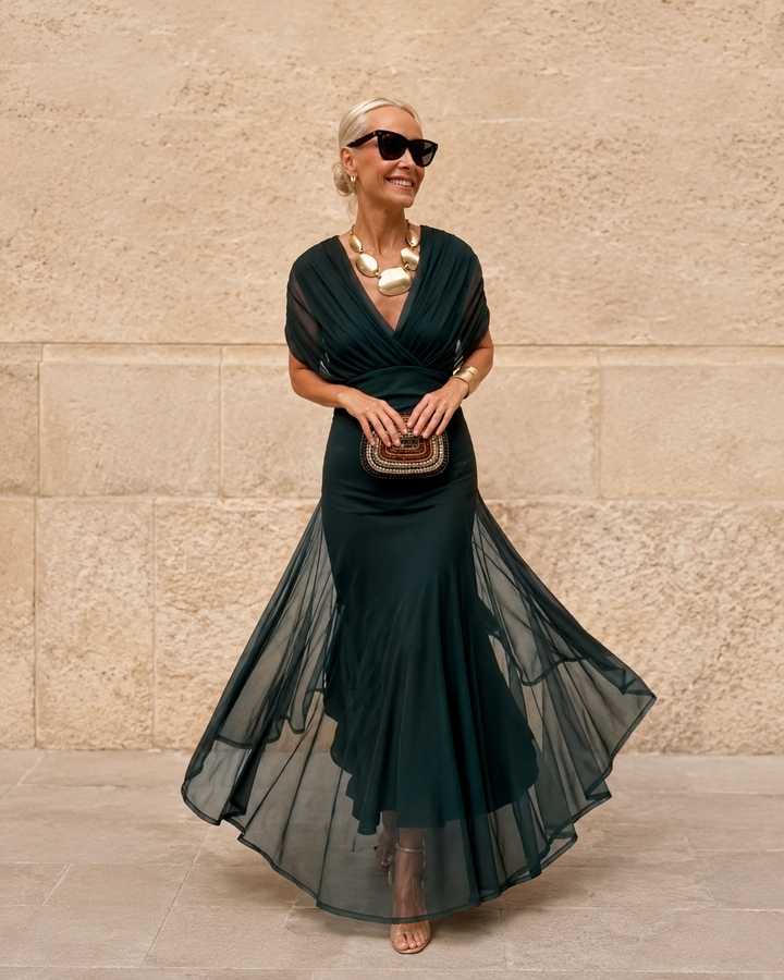 Alondra| Long Floral Dress with V-Neck