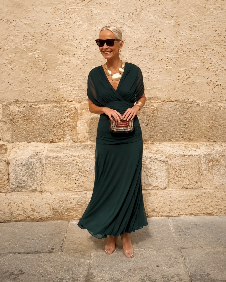 Alondra| Long Floral Dress with V-Neck