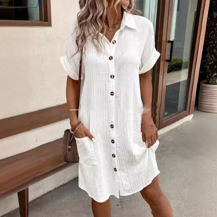 EMMA | BUTTON-FRONT SHIRT DRESS